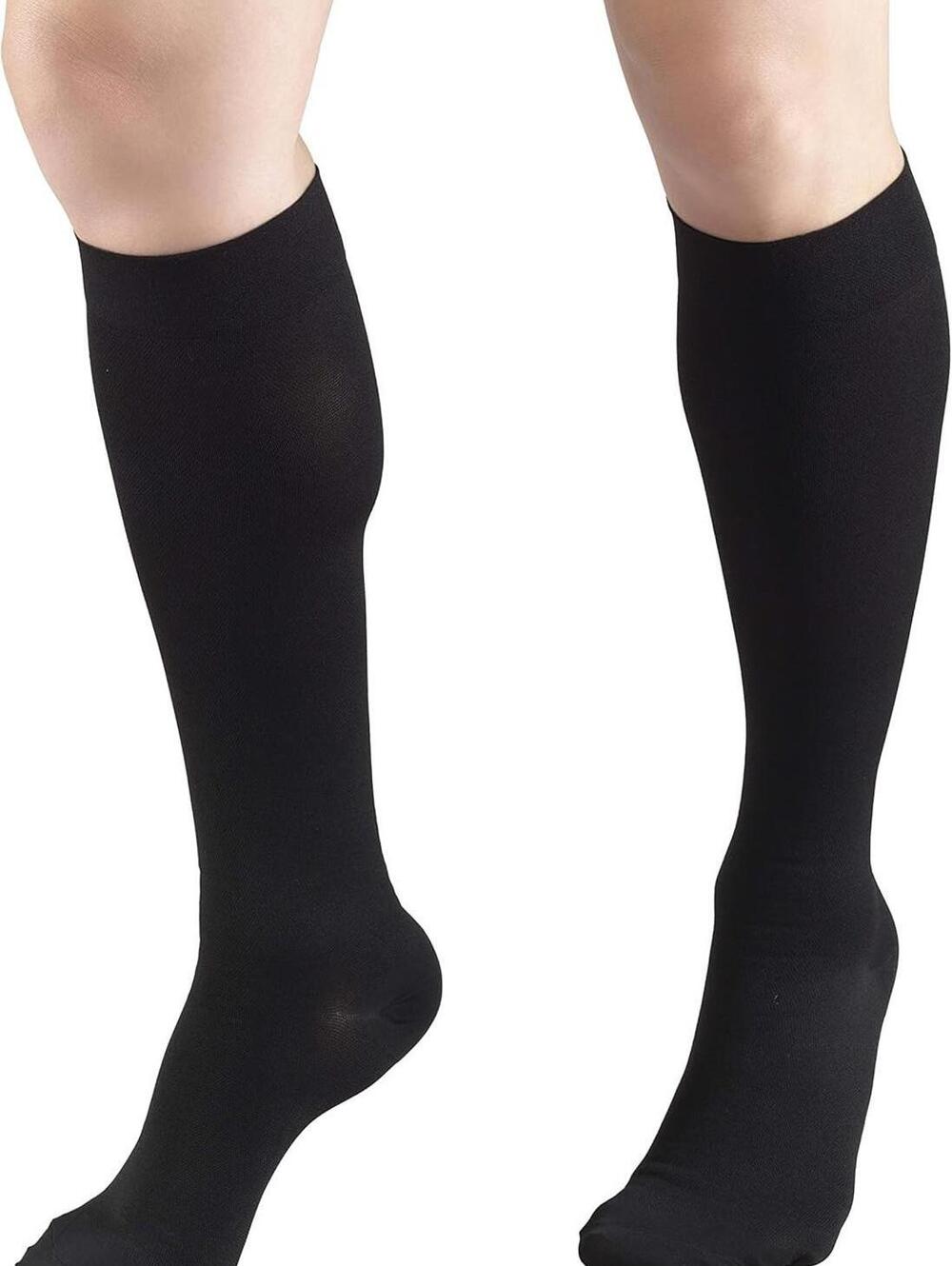 Truform 8875 Compression Stockings, Regular 15-20 mmHg, Below Knee -Black XL